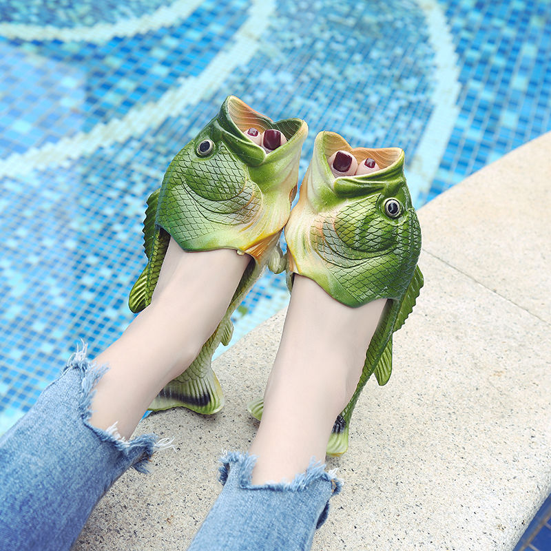 Flippers Swimming - Tasarım Peep Toe Balık Terlikleri Kaymaz