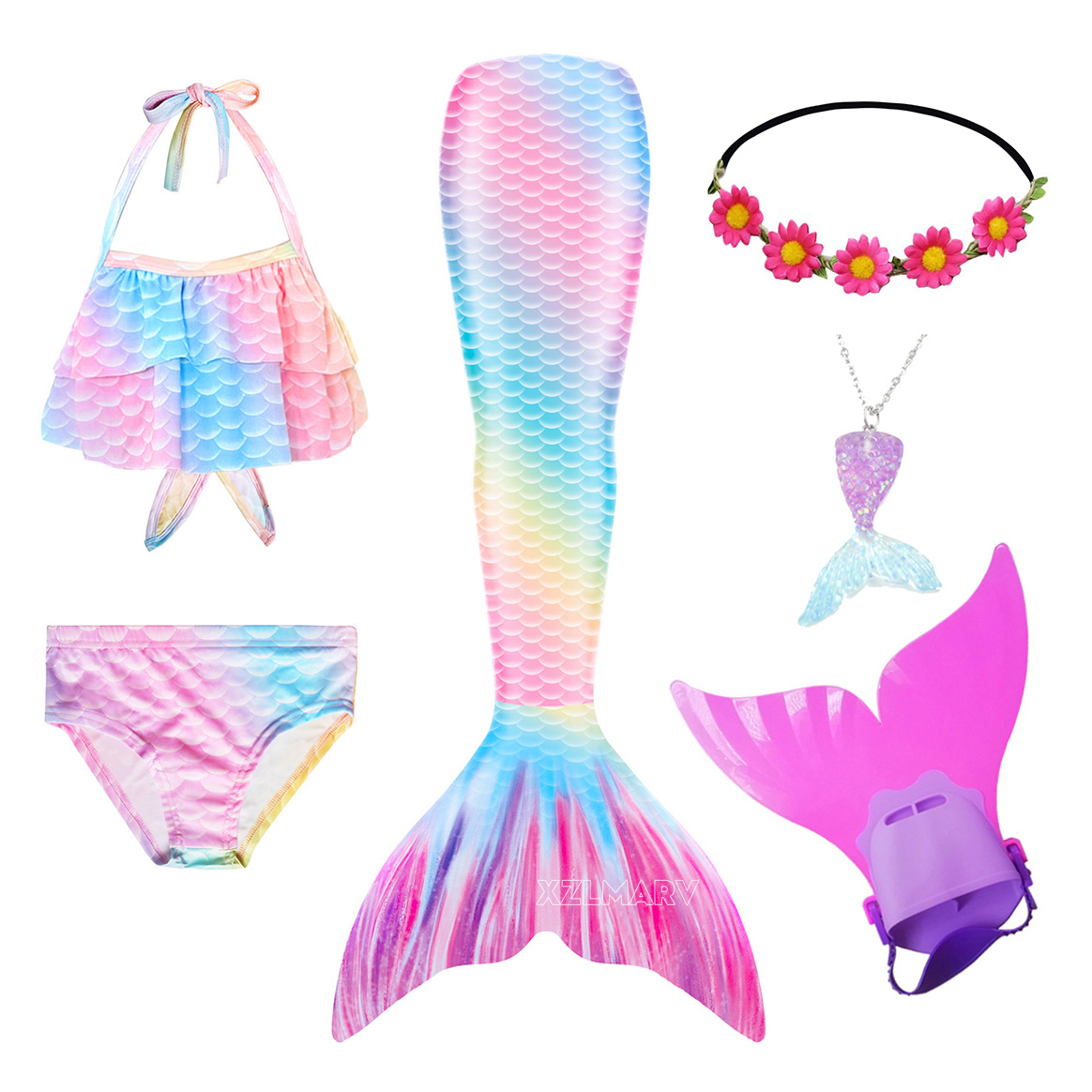 6 adet/takım Ariel kızlar yüzm - Flippers Swimming incelemesi ve fiyatı
